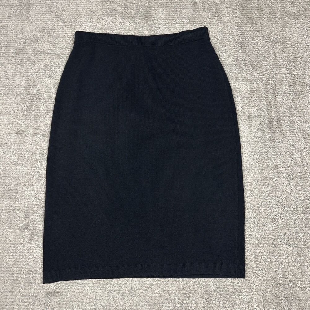 St John Basics Skirt Womens 8 Black Santana Knit Straight Pencil Career Office